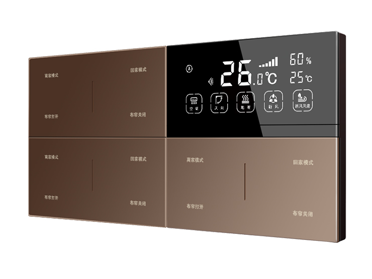 风尚灵动 3片12按键带温控（B22）二排8按键+温控正面古铜连筋