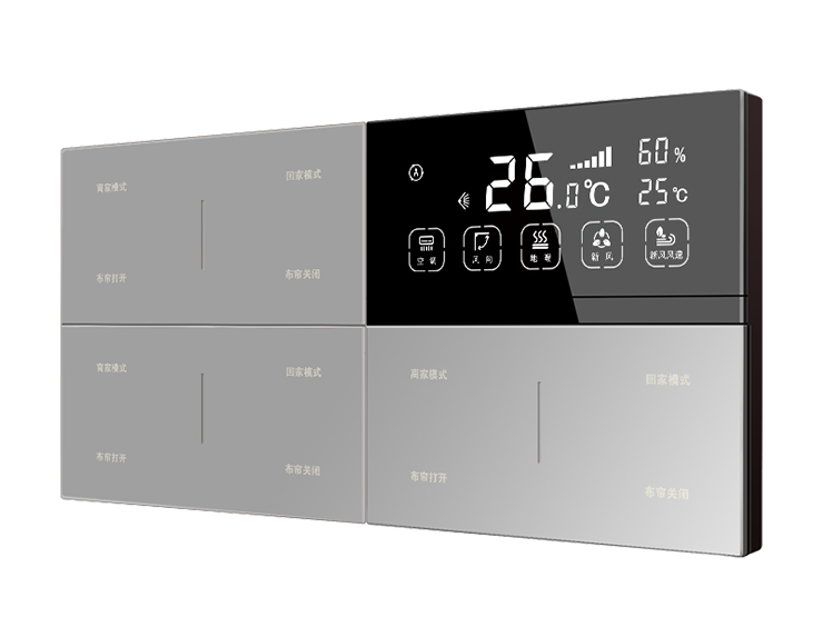 风尚灵动 3片12按键带温控（B22）二排8按键+温控正面银色连筋