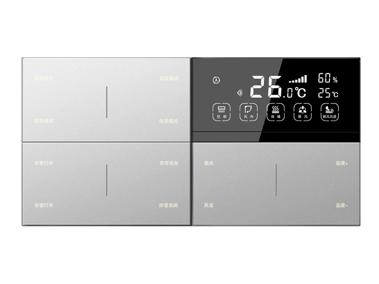 风尚灵动 3片12按键带温控（B22）二排8按键+温控正面银色连筋